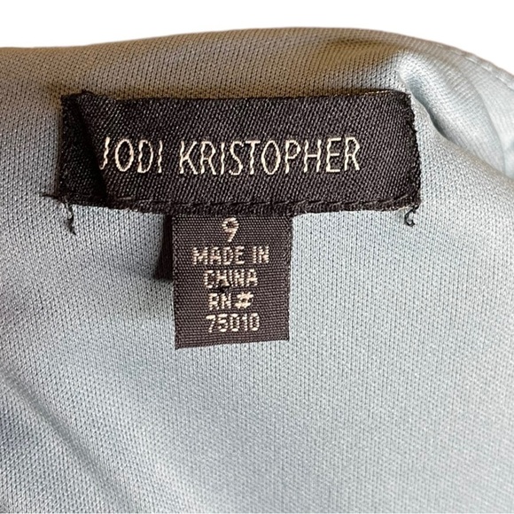 Juniors Jodi Kristopher Sleeveless Dusty Pale Blue Floral Midi Skater Dress SZ 9 - Picture 9 of 10